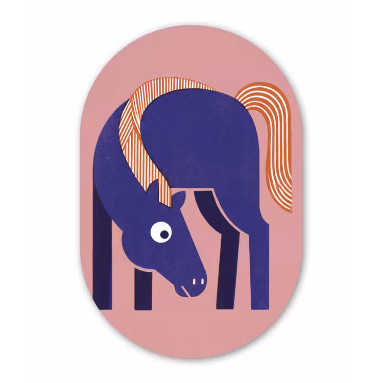 Muurovaal - Paard - Abstract - Dieren - Modern - Blauw — 3