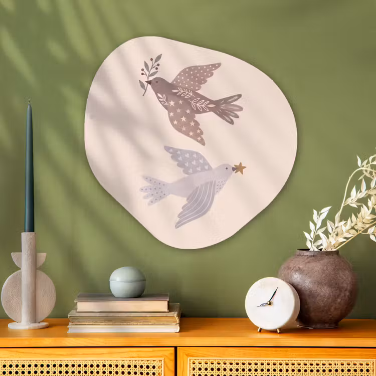 Organisch schilderij glas - Vogel - Bessen - Natuur - Modern - Beige — 2