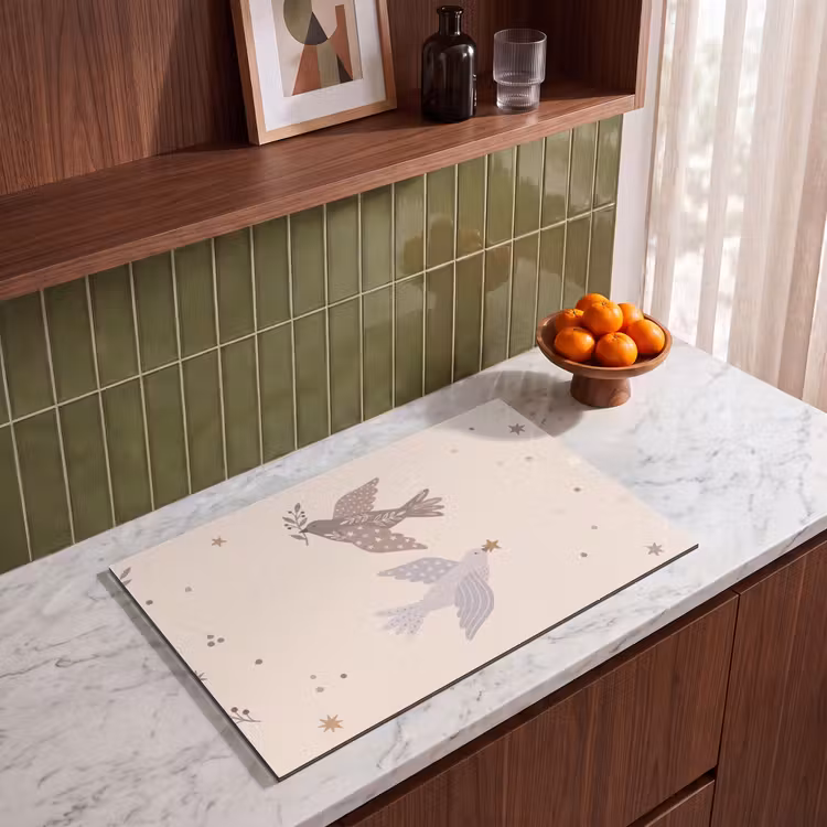 Inductiebeschermer - Vogel - Bessen - Natuur - Modern - Beige — 3
