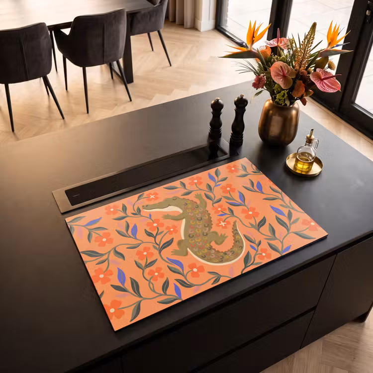 Inductiebeschermer - Dieren - Bloemen - Oranje - Illustratie - Natuur — 2