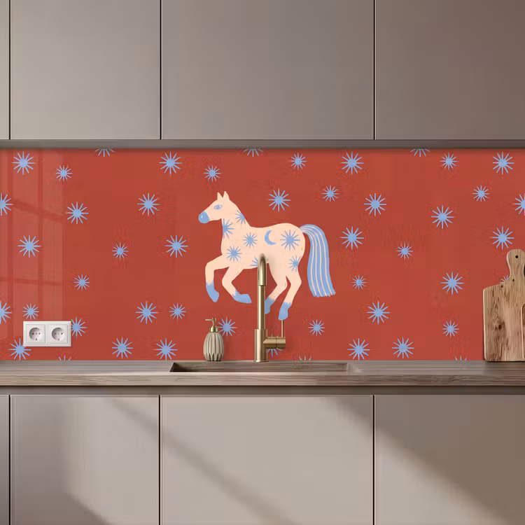 Keuken achterwand - Dieren - Sterren - Maan - Abstract - Rood — 1