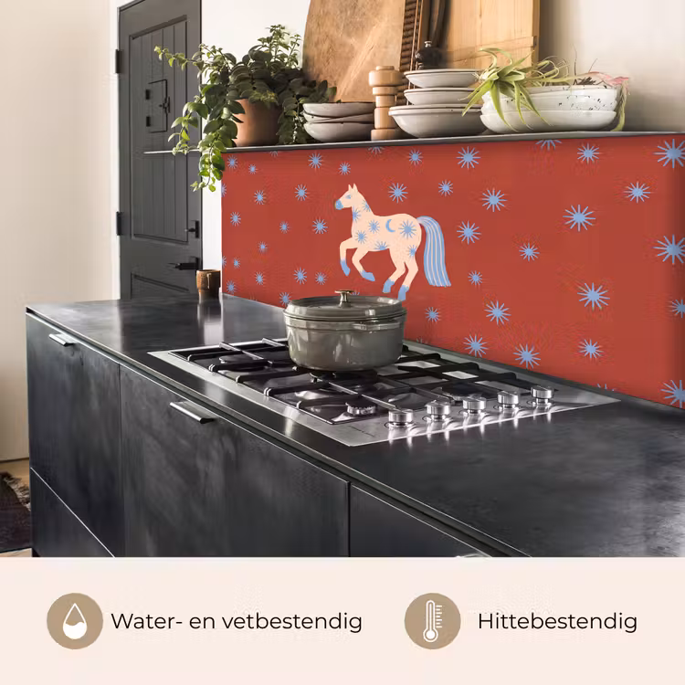 Keuken achterwand - Dieren - Sterren - Maan - Abstract - Rood — 5