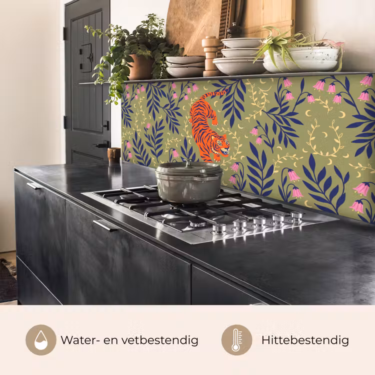 Keuken achterwand - Tijger - Bladeren - Dieren - Illustratie - Oranje — 5