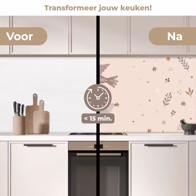 Keuken achterwand - Vogel - Bessen - Natuur - Modern - Beige — 3