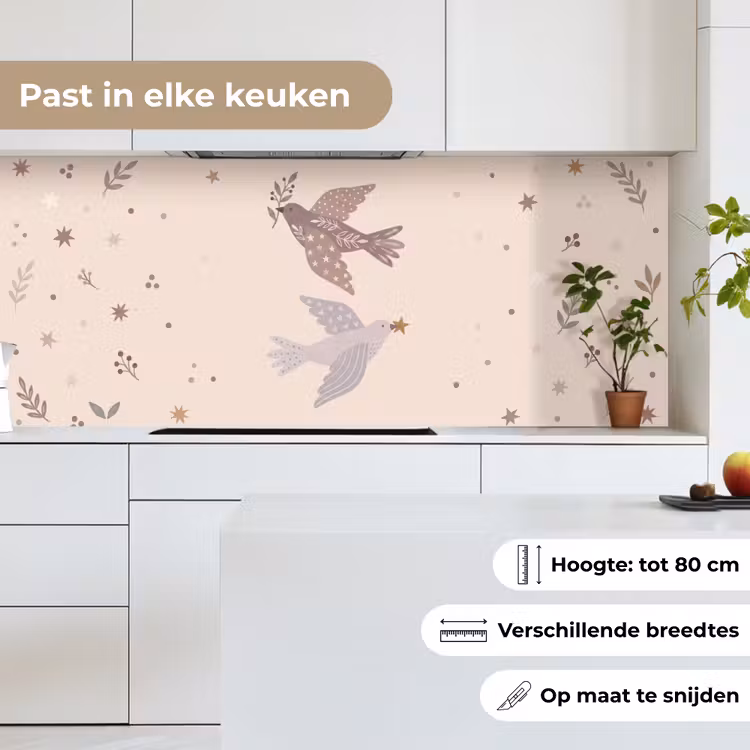 Keuken achterwand - Vogel - Bessen - Natuur - Modern - Beige — 7
