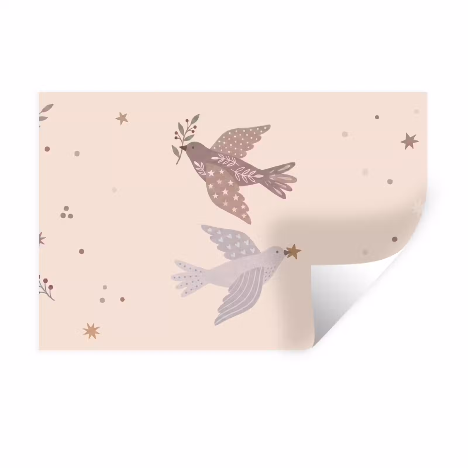 Muursticker - Vogel - Bessen - Natuur - Modern - Beige — 1