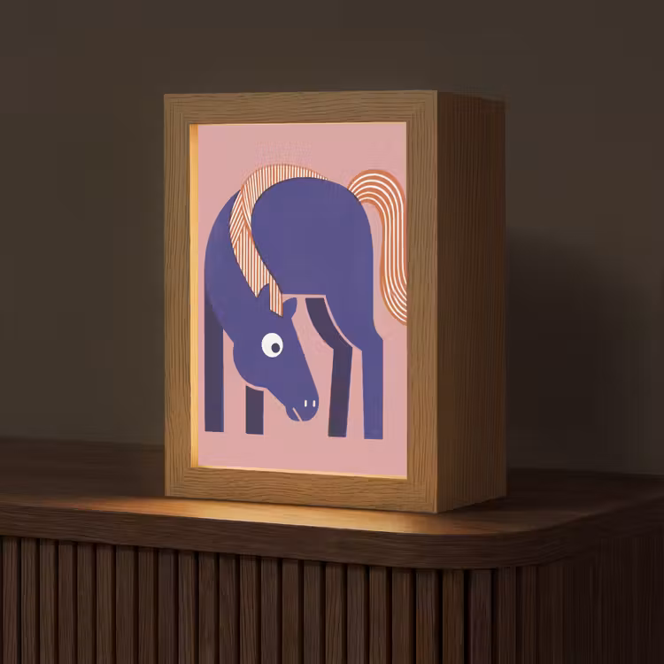 Gepersonaliseerd Lightbox - Paard - Abstract - Dieren - Modern - Blauw — 1
