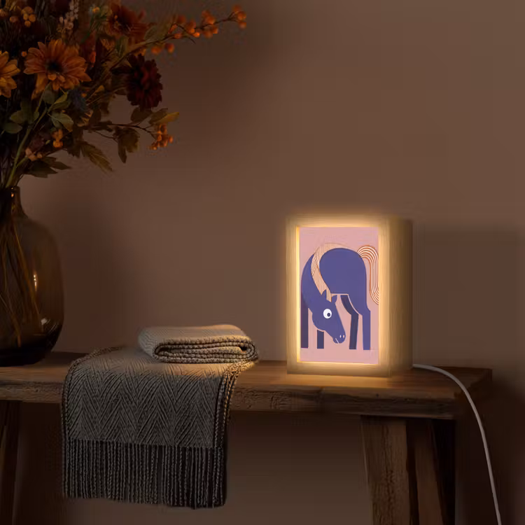 Gepersonaliseerd Lightbox - Paard - Abstract - Dieren - Modern - Blauw — 3