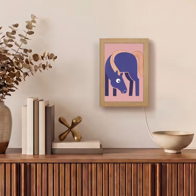 Gepersonaliseerd Lightbox - Paard - Abstract - Dieren - Modern - Blauw — 4