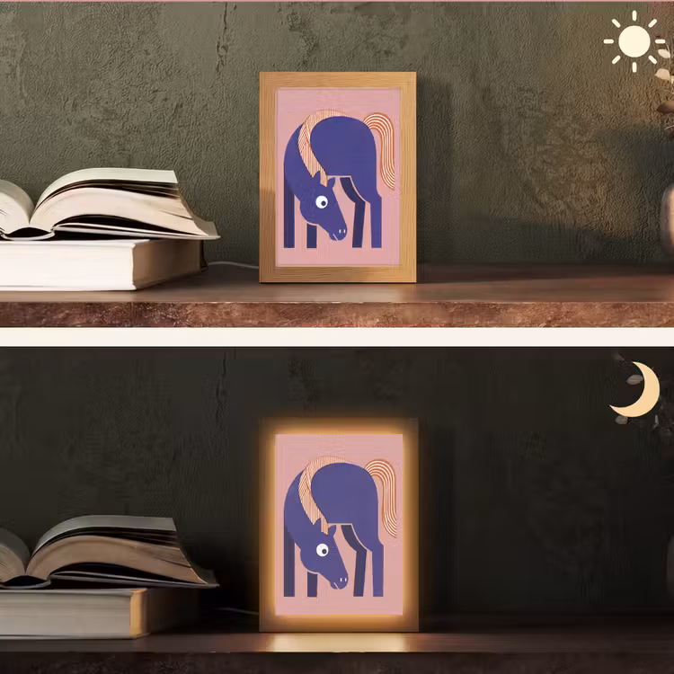 Gepersonaliseerd Lightbox - Paard - Abstract - Dieren - Modern - Blauw — 5