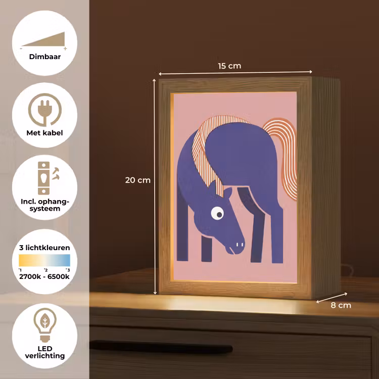 Gepersonaliseerd Lightbox - Paard - Abstract - Dieren - Modern - Blauw — 7