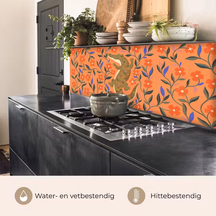 Keuken achterwand - Dieren - Bloemen - Oranje - Illustratie - Natuur — 5
