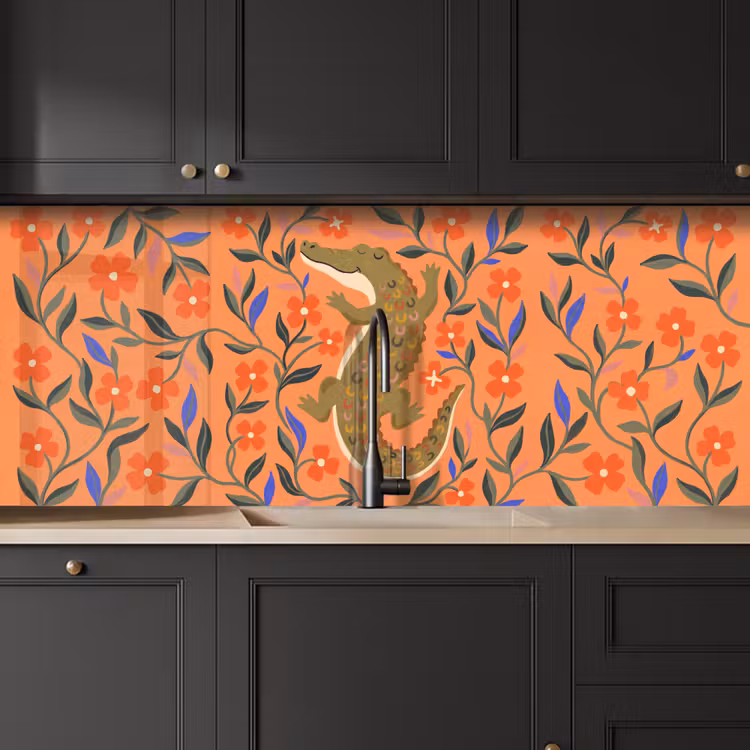 Keuken achterwand - Dieren - Bloemen - Oranje - Illustratie - Natuur — 6