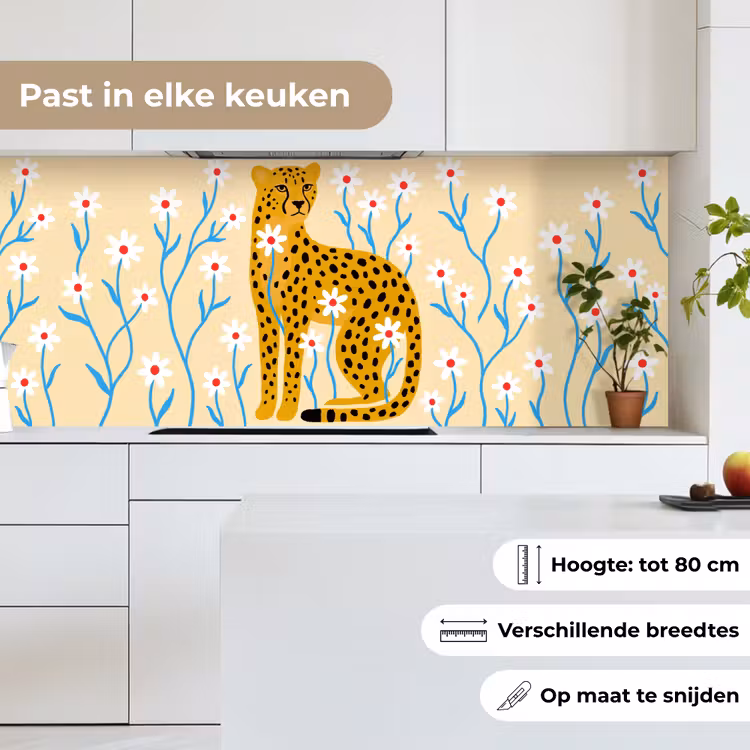 Keuken achterwand - Dieren - Jachtluipaard - Bloemen - Modern - Geel — 7