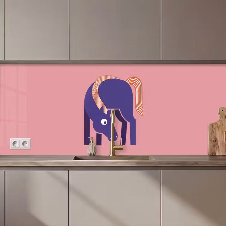 Keuken achterwand - Paard - Abstract - Dieren - Modern - Blauw — 1