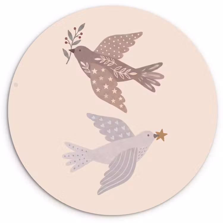 Muurcirkel - Vogel - Bessen - Natuur - Modern - Beige — 1