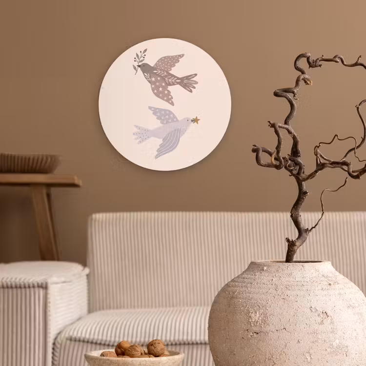 Muurcirkel - Vogel - Bessen - Natuur - Modern - Beige — 2