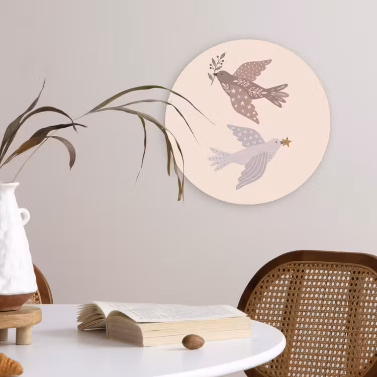 Muurcirkel - Vogel - Bessen - Natuur - Modern - Beige — 4