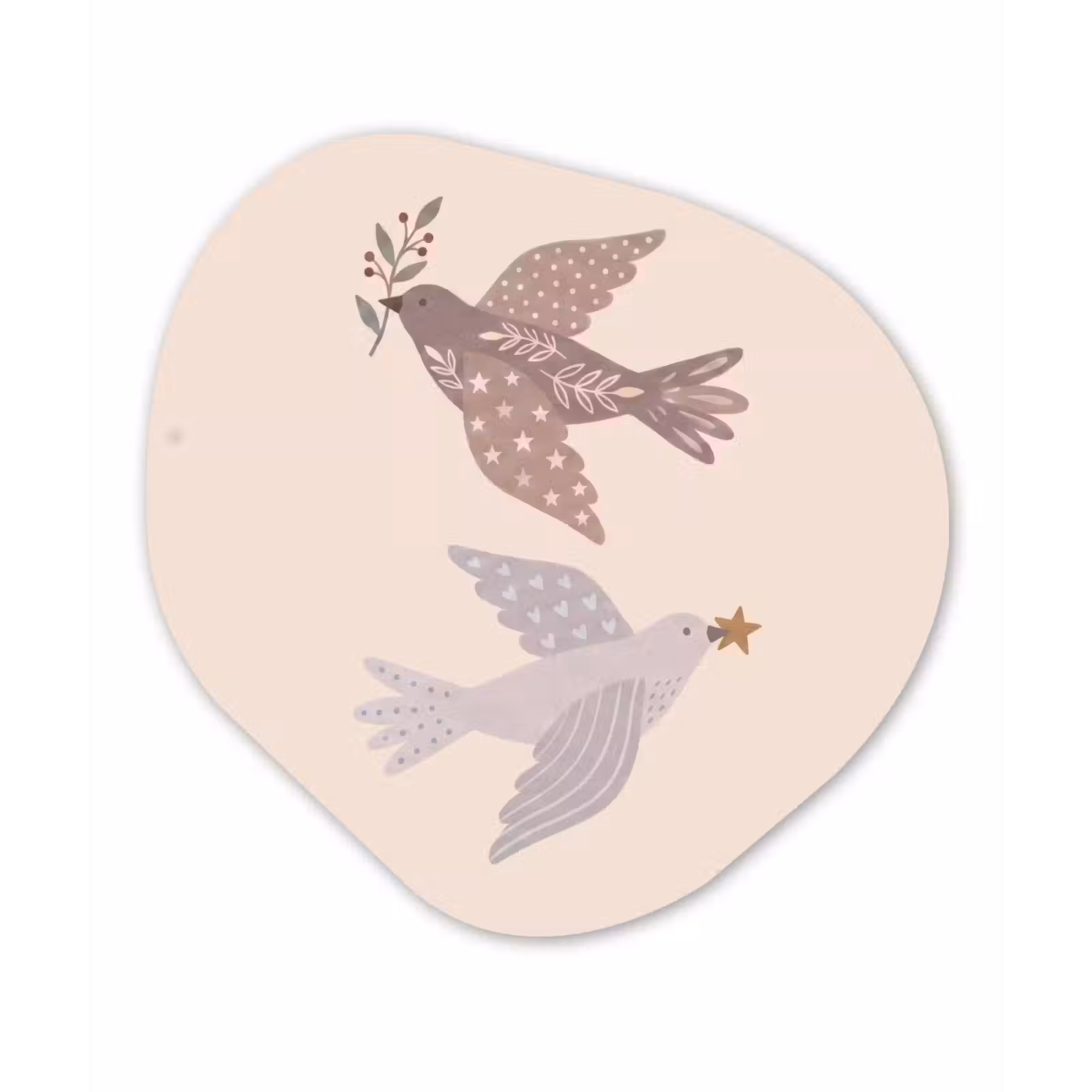 Organisch schilderij aluminium - Vogel - Bessen - Natuur - Modern - Beige — 1