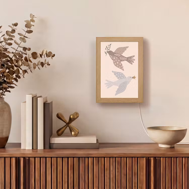 Gepersonaliseerd Lightbox - Vogel - Bessen - Natuur - Modern - Beige — 4