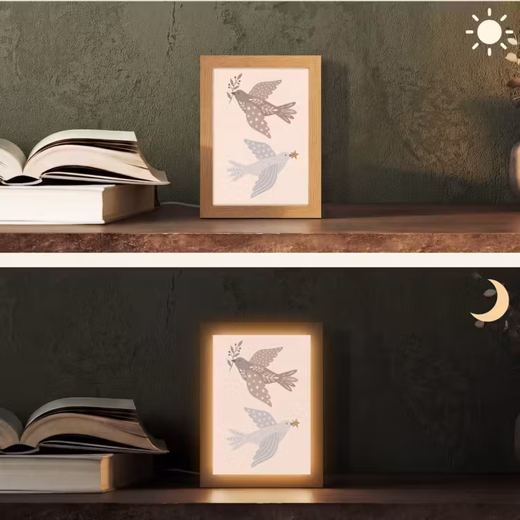 Gepersonaliseerd Lightbox - Vogel - Bessen - Natuur - Modern - Beige — 5