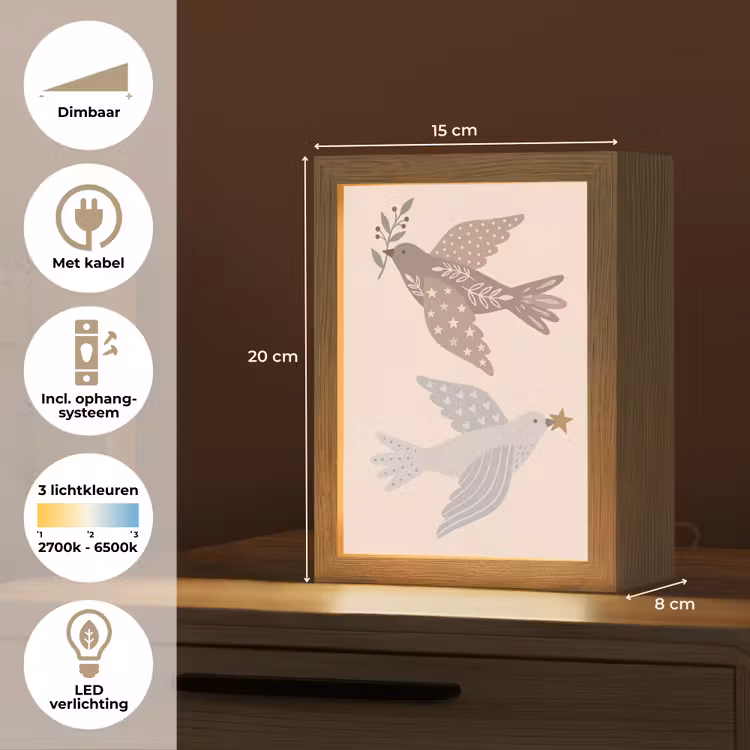 Gepersonaliseerd Lightbox - Vogel - Bessen - Natuur - Modern - Beige — 7