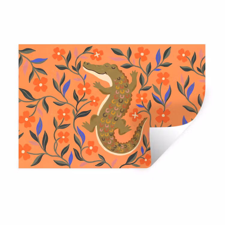Muursticker - Dieren - Bloemen - Oranje - Illustratie - Natuur — 1