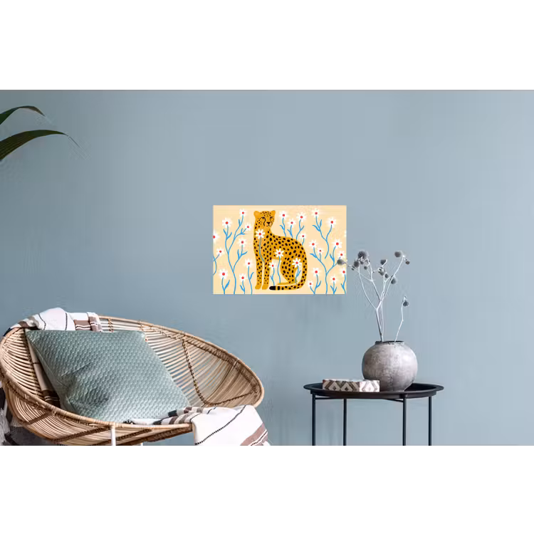 Muursticker - Dieren - Jachtluipaard - Bloemen - Modern - Geel — 4