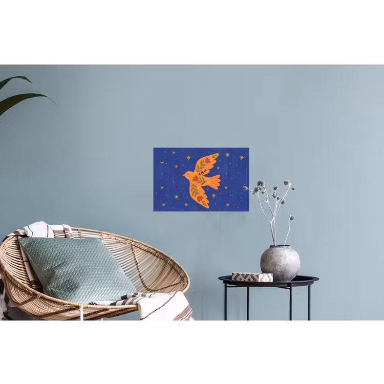 Muursticker - Vogel - Bloemen - Decoratief - Oranje - Blauw — 4