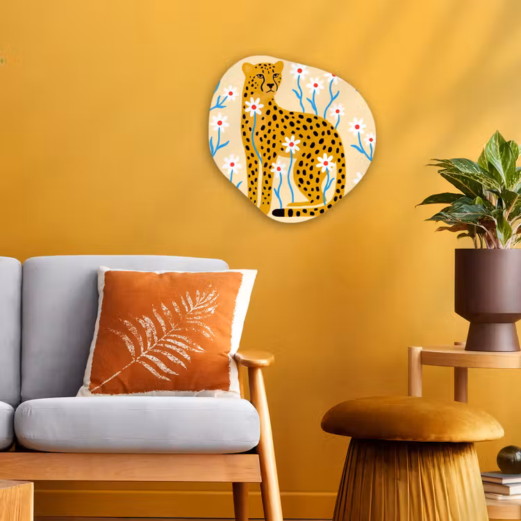 Organisch schilderij forex - Dieren - Jachtluipaard - Bloemen - Modern - Geel — 3