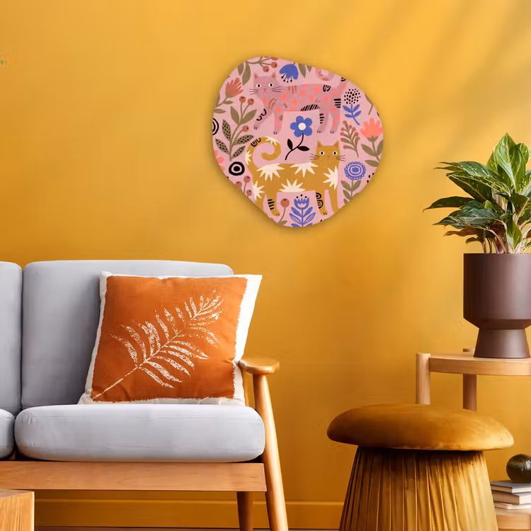 Organisch schilderij forex - Kat - Bloemen - Dieren - Modern - Roze — 3