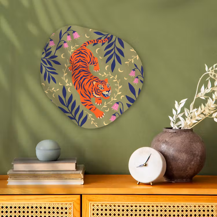 Organisch schilderij forex - Tijger - Bladeren - Dieren - Illustratie - Oranje — 2