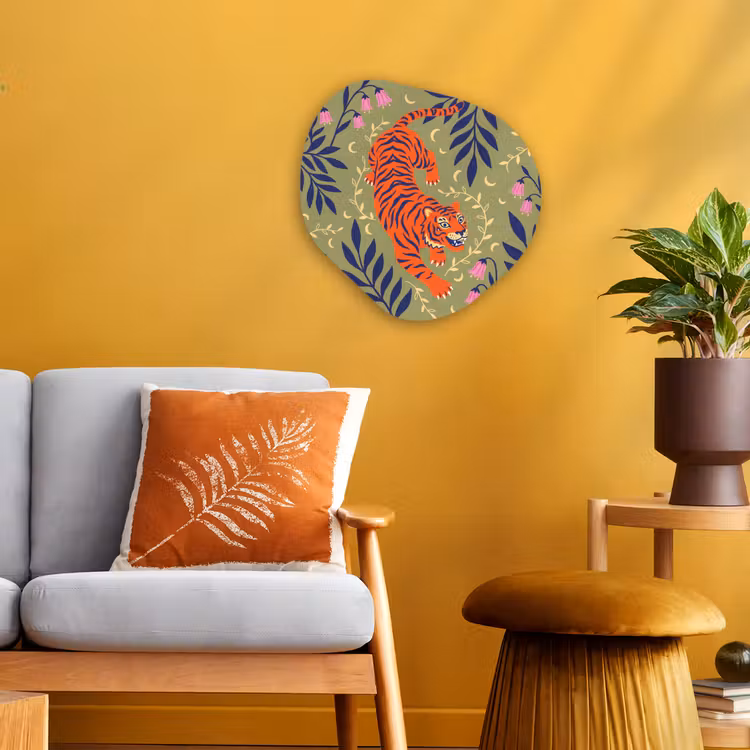 Organisch schilderij forex - Tijger - Bladeren - Dieren - Illustratie - Oranje — 3