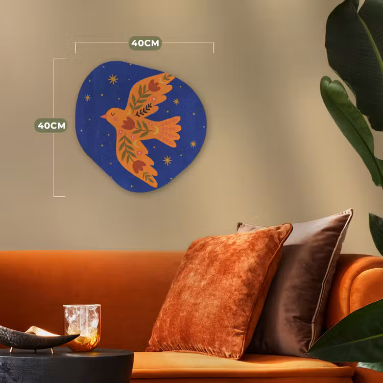 Organisch schilderij forex - Vogel - Bloemen - Decoratief - Oranje - Blauw — 4