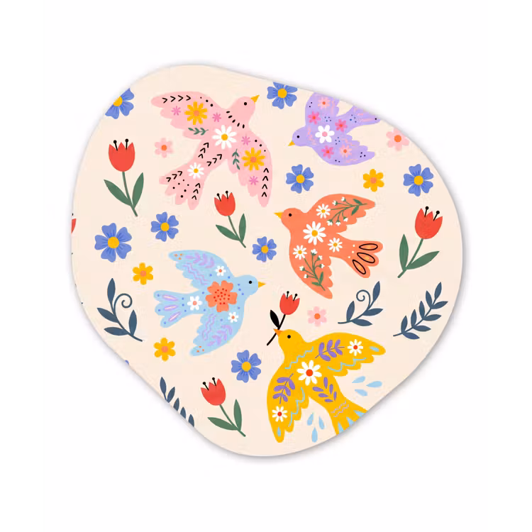 Organisch schilderij forex - Vogel - Bloemen - Folk - Kleurrijk - Dieren — 1