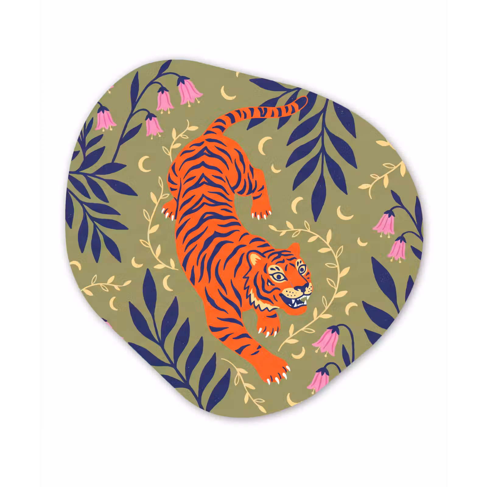 Organisch schilderij aluminium - Tijger - Bladeren - Dieren - Illustratie - Oranje — 1