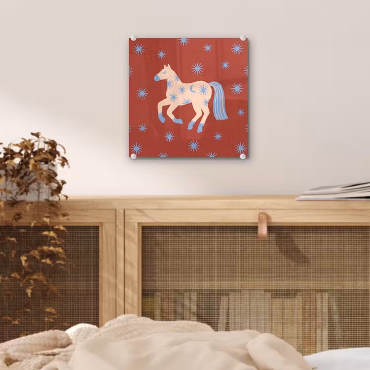 Glas schilderij - Dieren - Sterren - Maan - Abstract - Rood — 5