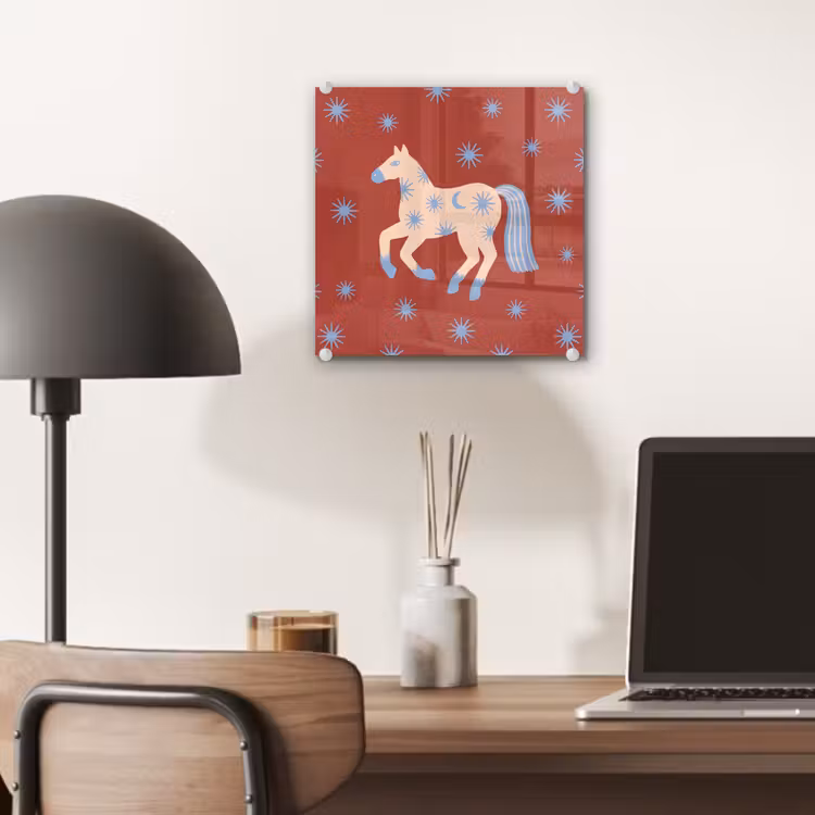 Glas schilderij - Dieren - Sterren - Maan - Abstract - Rood — 7