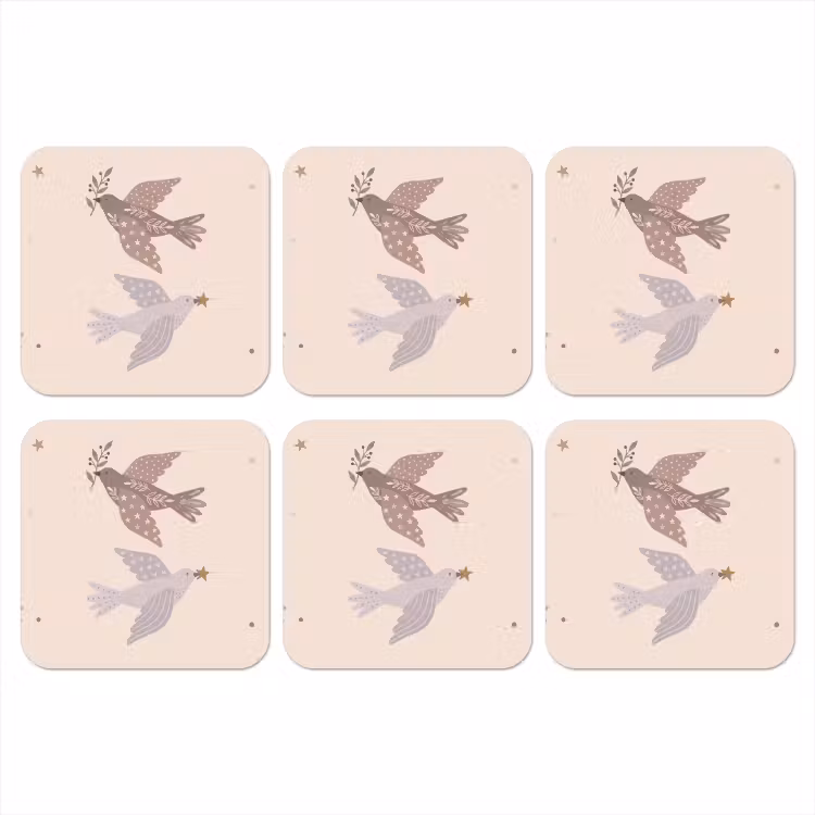Onderzetter - Vogel - Bessen - Natuur - Modern - Beige — 1