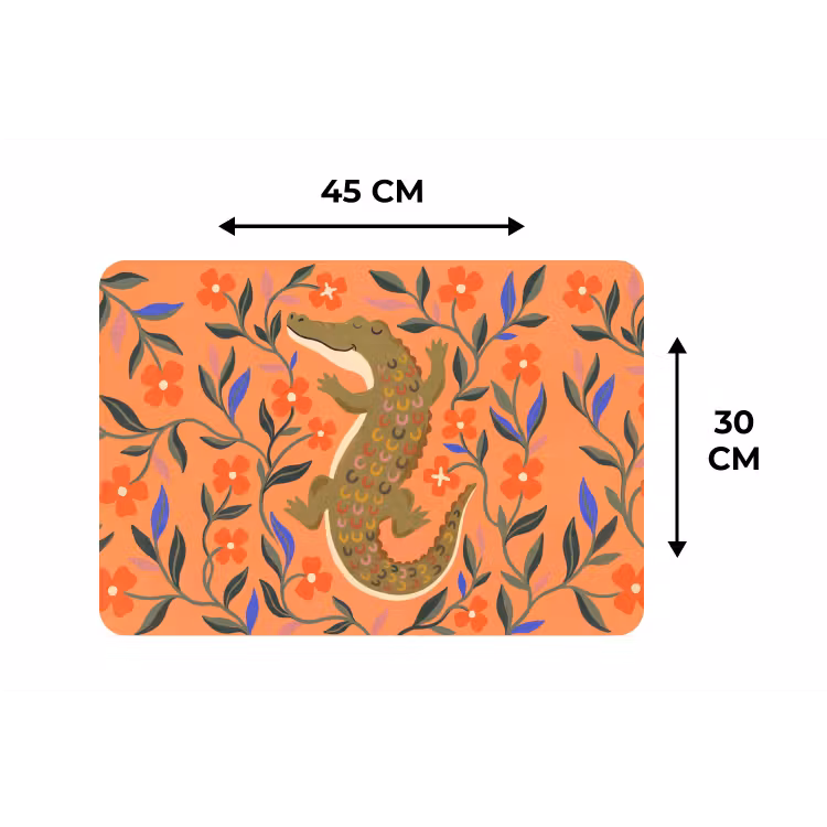 Placemat - 6 stuks - Dieren - Bloemen - Oranje - Illustratie - Natuur — 3