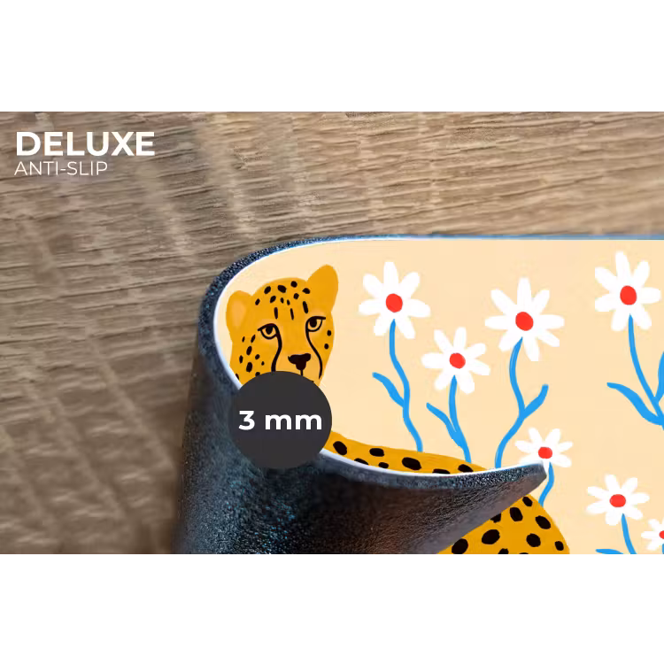 Placemat - 6 stuks - Dieren - Jachtluipaard - Bloemen - Modern - Geel — 4