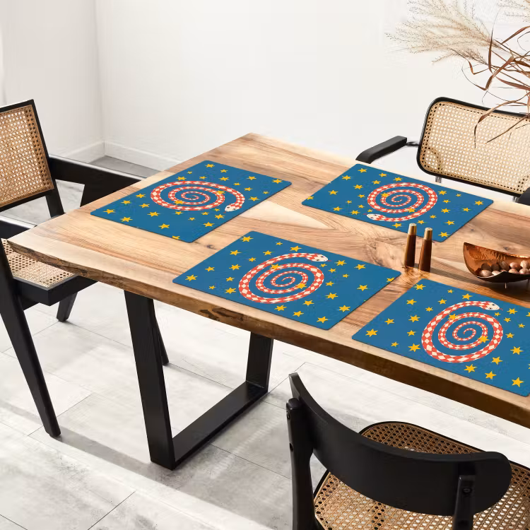 Placemat - 6 stuks - Slang - Spiraal - Dieren - Illustratie - Rood — 5