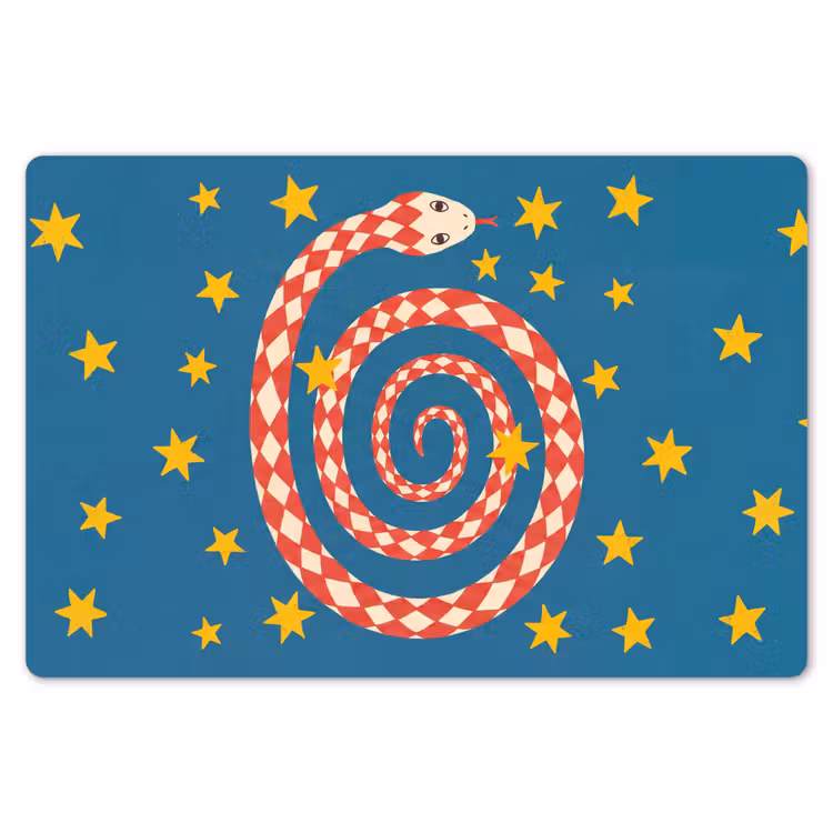 Placemat - 6 stuks - Slang - Spiraal - Dieren - Illustratie - Rood — 7