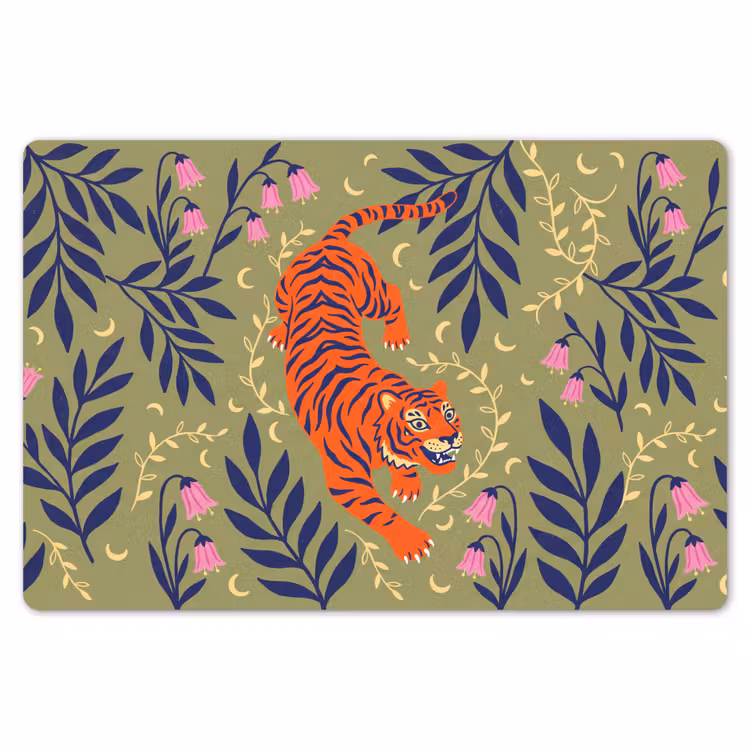 Placemat - 6 stuks - Tijger - Bladeren - Dieren - Illustratie - Oranje — 7
