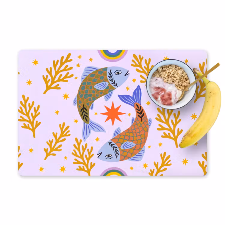 Placemat - 6 stuks - Vis - Onderwater - Dieren - Abstract - Kleurrijk — 1