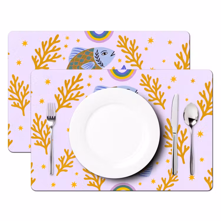 Placemat - 6 stuks - Vis - Onderwater - Dieren - Abstract - Kleurrijk — 2