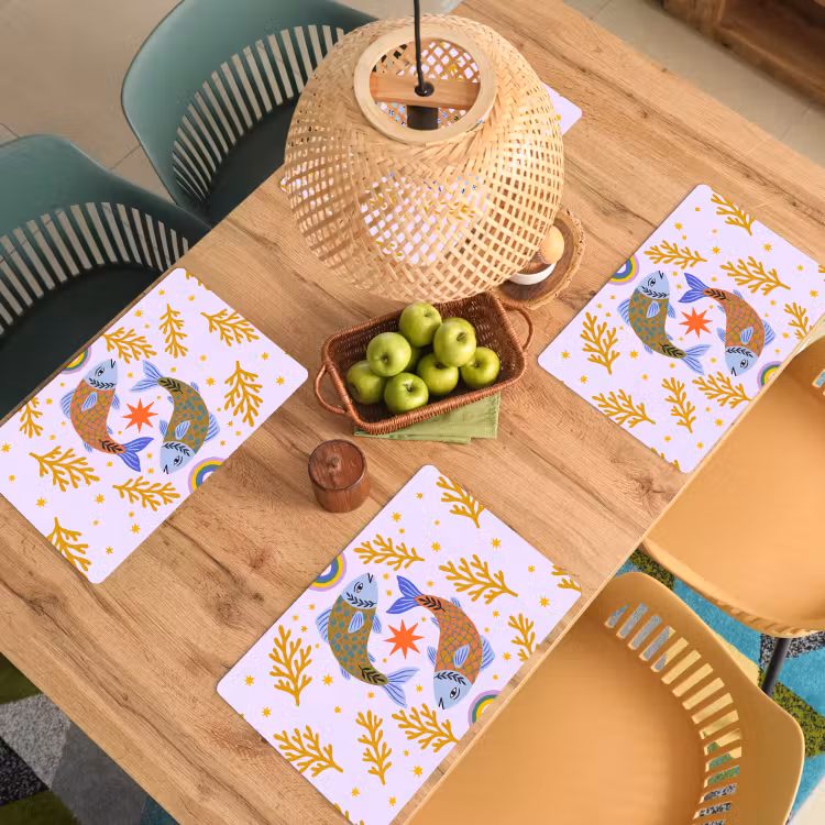 Placemat - 6 stuks - Vis - Onderwater - Dieren - Abstract - Kleurrijk — 6