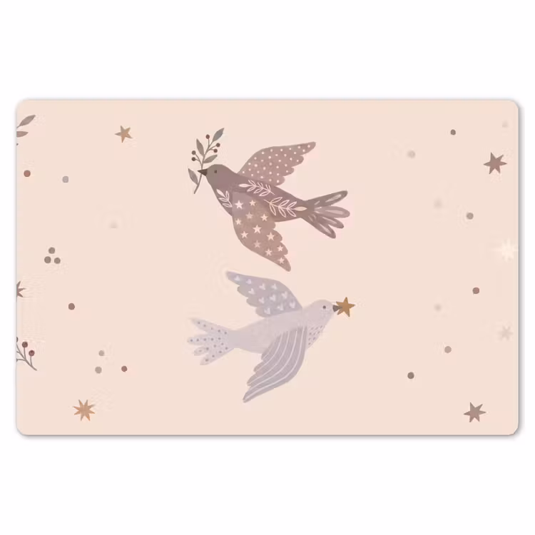 Placemat - 6 stuks - Vogel - Bessen - Natuur - Modern - Beige — 7