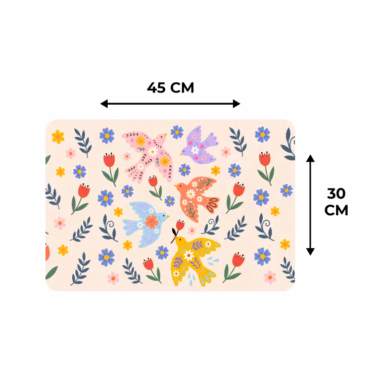 Placemat - 6 stuks - Vogel - Bloemen - Folk - Kleurrijk - Dieren — 3