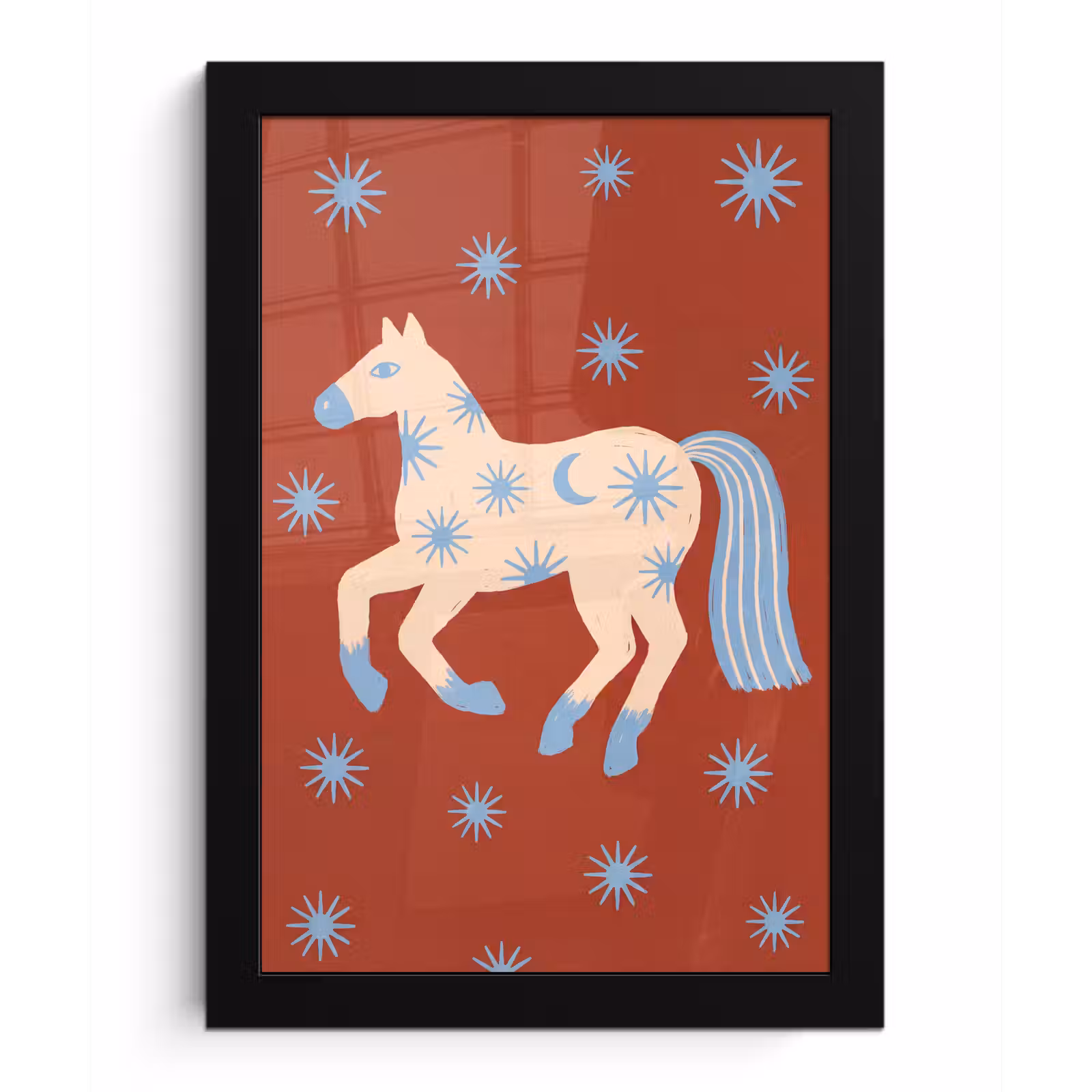 Poster met lijst - Dieren - Sterren - Maan - Abstract - Rood — 1